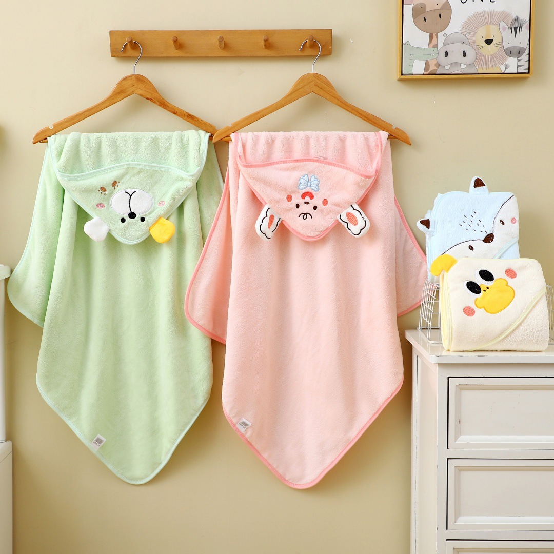 Plain Coral Fleece Card Head Embroidered Swaddle